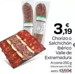 Supermercados El Jamón Chorizo o salchichon iberico valle de extremadura oferta