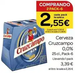 Supermercados El Jamón Cruzcampo - cerveza 0,0% oferta