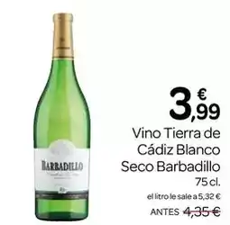 Supermercados El Jamón Barbadillo - vino tierra de cadiz blanco seco oferta