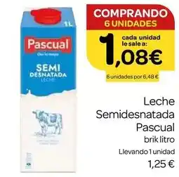 Supermercados El Jamón Pascual - leche semidesnatada oferta