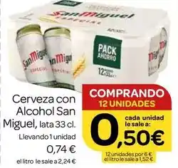 Supermercados El Jamón San miguel - cerveza con alcohol oferta