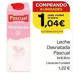 Supermercados El Jamón Pascual - leche desnatada oferta