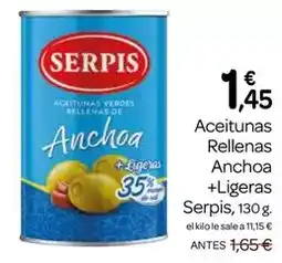 Supermercados El Jamón Serpis - aceitunas rellenas anchoa + ligeras oferta