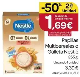 Supermercados El Jamón Nestlé - papillas multicereales o galleta oferta