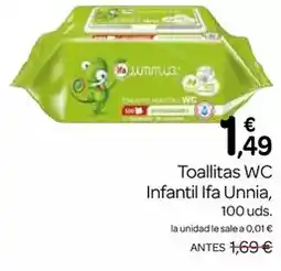Supermercados El Jamón Ifa unnia - toallitas wc infantil oferta