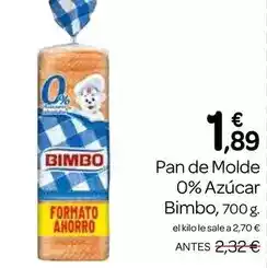 Supermercados El Jamón Bimbo - pan de molde 0% azucar oferta