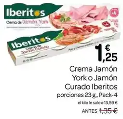 Supermercados El Jamón Ibéritos - crema jamon york o jamon curado iberitos oferta