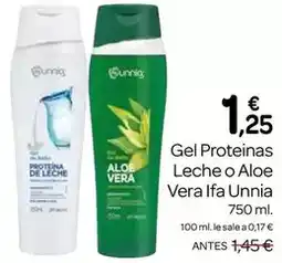Supermercados El Jamón Ifa unnia - gel proteinas leche o aloe vera oferta