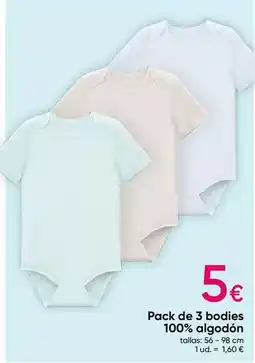 Pepco Pack de 3 bodies 100% algodón oferta