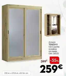 Conforama Armario touch ii con 2 puertas correderas con espejo oferta