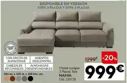 Conforama Chaise longue 3 plazas tela nahia oferta