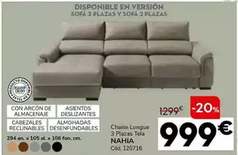 Conforama Chaise longue 3 plazas tela nahia oferta