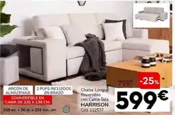 Conforama Chaise longue reversible con cama tela harrison oferta