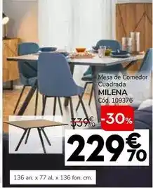 Conforama Mesa de comedor cuadrada milena oferta