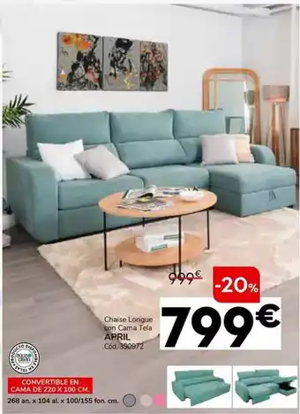 Conforama Chaise longue con cama tela april oferta