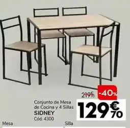 Conforama Conjunto de mesa de cocina y 4 sillas sidney oferta