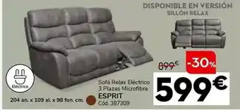 Conforama Sofá relax eléctrico 3 plazas microfibra esprit oferta