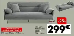 Conforama Sofá cama 3 plazas tela eiden oferta