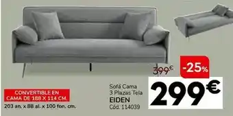 Conforama Sofá cama 3 plazas tela eiden oferta