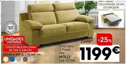 Conforama Sofa cama 3 plazas tela molly oferta