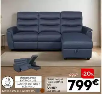 Conforama Chaise longue relax electrico tela family oferta