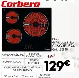 Conforama Corberó - placa de vitrocerámica ccvg3bl574 oferta