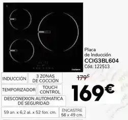 Conforama Placa de inducción ccig3bl604 oferta