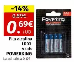 Maskom Supermercados Powerking - pila alcalina lr03 4 uds oferta