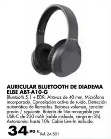 Coferdroza Auricular bluetooth de diadema elbe abt-a10-g oferta