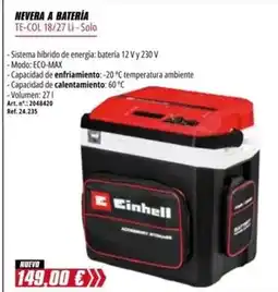 Coferdroza Einhell - nevera a bateria oferta