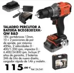 Coferdroza Taladro percutor a batería bcd383d2xk- qw b&d oferta
