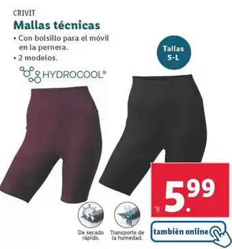 Lidl Crivit - mallas técnicas oferta