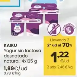 Autoservicios Familia Kaiku - yogur sin lactosa desnatado natural oferta