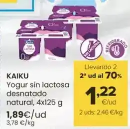 Autoservicios Familia Kaiku - yogur sin lactosa desnatado natural oferta