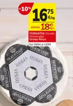 Consum Granja riña - queso tierno granja oferta