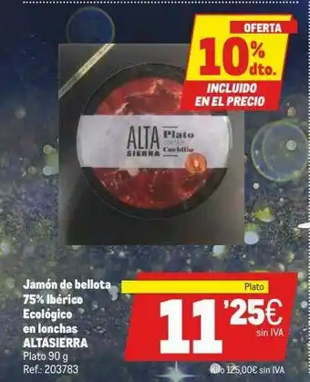 Makro Jamón De Bellota 75% Ibérico Ecológico En Lonchas Altasierra oferta