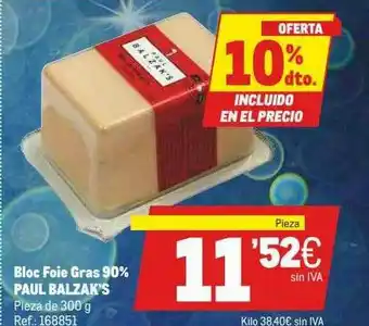 Makro Bloc Foie Gras 90% Paul Balzak's oferta