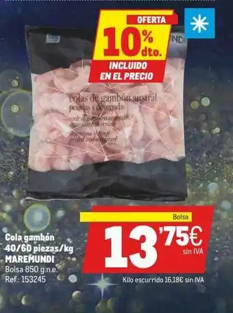 Makro Cola Gambón 40 60 Piezas Maremundi oferta