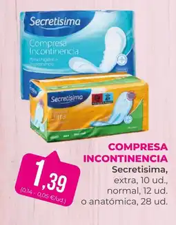 SPAR Gran Canaria SECRETISIMA Compresa incontinencia oferta