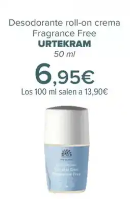 Carrefour URTEKRAM Desodorante roll-on crema Fragrance Free oferta