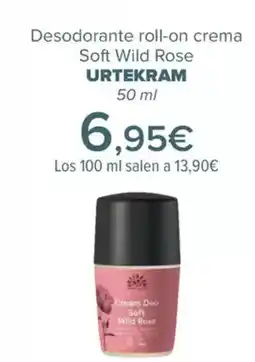 Carrefour URTEKRAM Desodorante roll-on crema Soft Wild Rose oferta