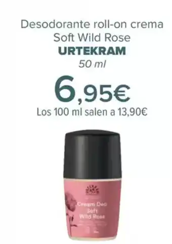 Carrefour URTEKRAM Desodorante roll-on crema Soft Wild Rose oferta
