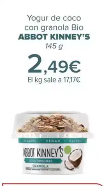Carrefour ABBOT KINNEY'S Yogur de coco con granola Bio oferta