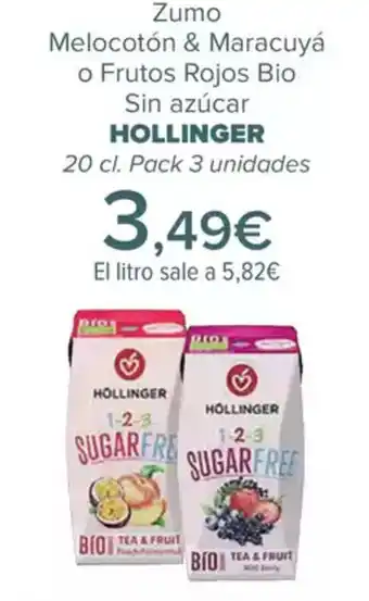 Carrefour HOLLINGER Zumo Melocotón & Maracuyá o Frutos Rojos Bio oferta