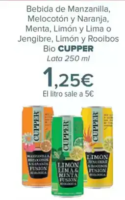 Carrefour CUPPER Bebida de Manzanilla, Melocotón y Naranja, Menta, Limón y Lima o Jengibre, Limón y Rooibos Bio oferta