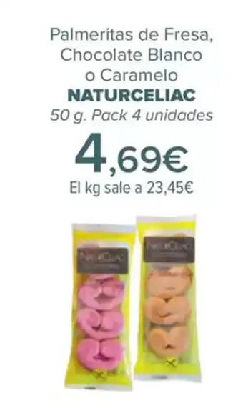 Carrefour NATURCELIAC Palmeritas de Fresa, Chocolate Blanco o Caramelo oferta