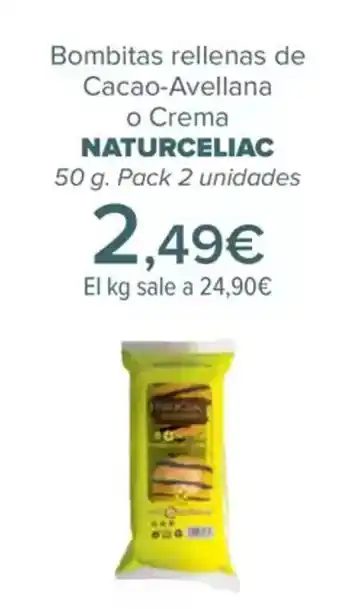 Carrefour NATURCELIAC Bombitas rellenas de Cacao-Avellana o Crema oferta