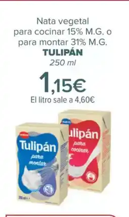 Carrefour TULIPÁN Nata vegetal para cocinar 15% M.G. o para montar 31% M.G. oferta