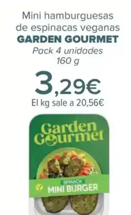 Carrefour GARDEN GOURMET Mini hamburguesas de espinacas veganas oferta