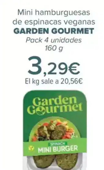 Carrefour GARDEN GOURMET Mini hamburguesas de espinacas veganas oferta